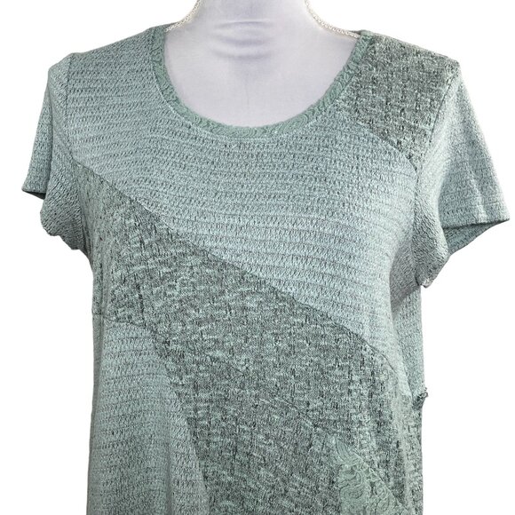 New Directions Green Short Sleeve Knit Sweater Top L – Fall Casual - Picture 2 of 11